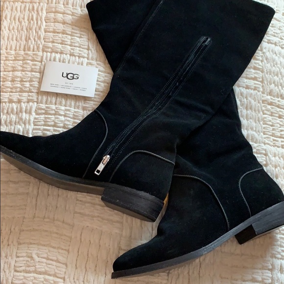 UGG Shoes - UGG black suede tall boots in EUC!